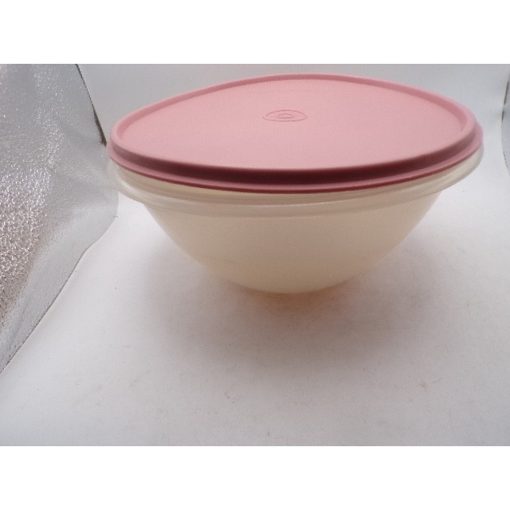 Vintage Tupperware Wonderlier Bowl Pink Lid 229-33 Frosted Base 7.5 Inch USA